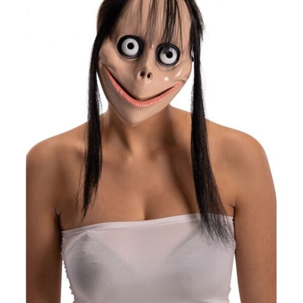 MASCHERA MOMO IN PLASTICA CON CAPELLI IN BUSTA C/CAV.