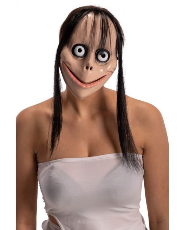MASCHERA MOMO IN PLASTICA CON CAPELLI IN BUSTA C/CAV.
