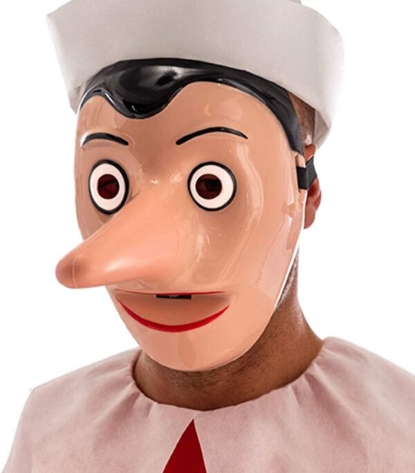 Maschera pinocchio in plastica rigida con naso staccabile in busta c/cav