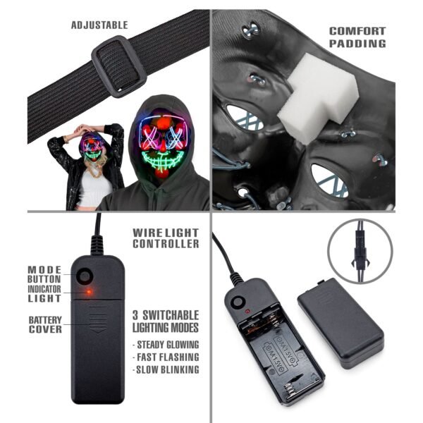 Maschera spaventosa led colorati