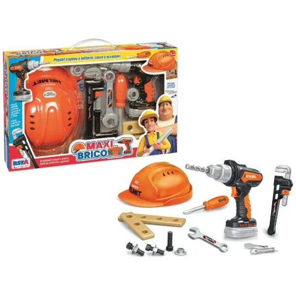 MAXI BRICO PLAYSET TRAPANO BATTERIA CASCO E ACC.