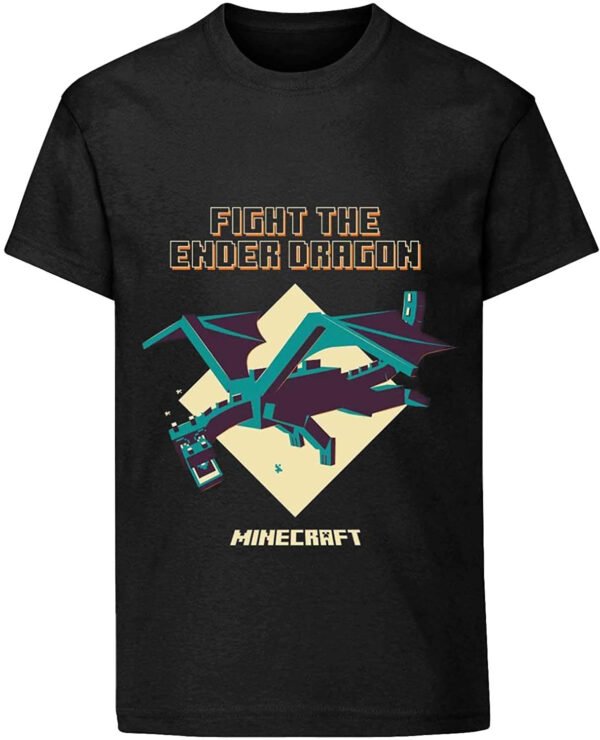 MINECRAFT Fight the ender dragon Tshirt 78 anni nera