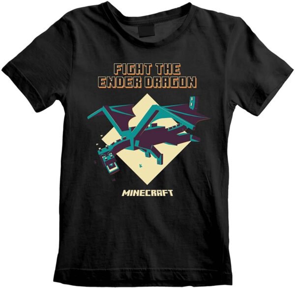 MINECRAFT Fight the ender dragon Tshirt 78 anni nera