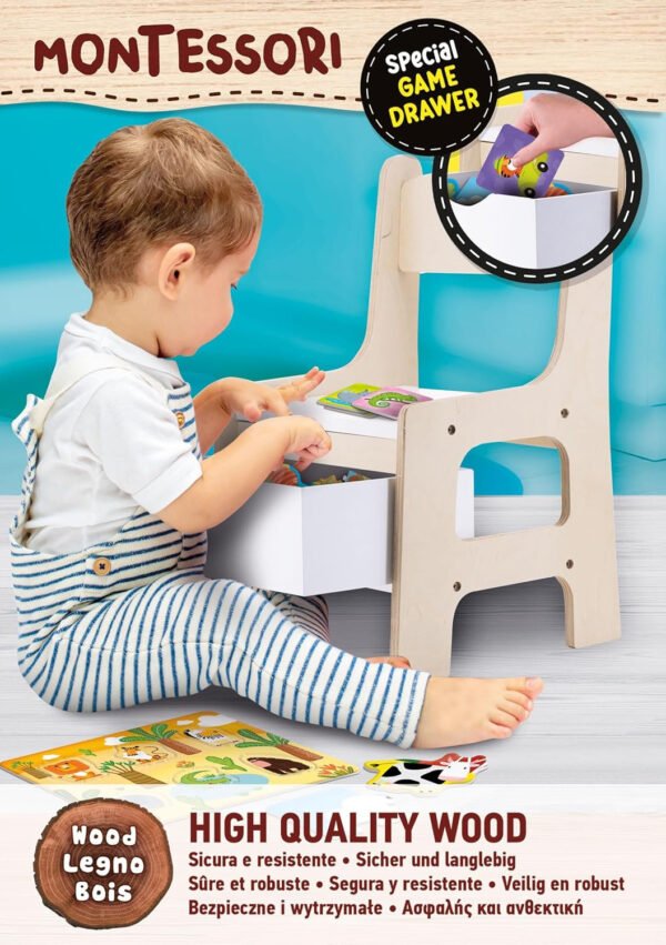 MONTESSORI WOOD TOY BOX CHAIR
