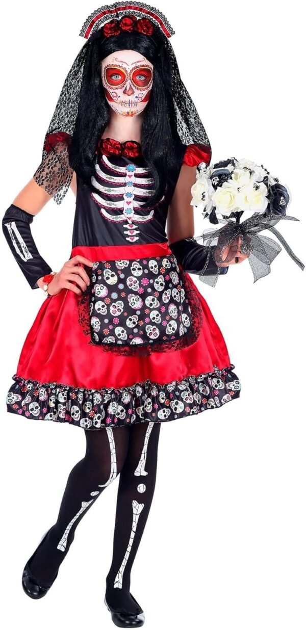 "MUJER DIA DE LOS MUERTOS" (vestito, scaldabraccia, copricapo con velo)