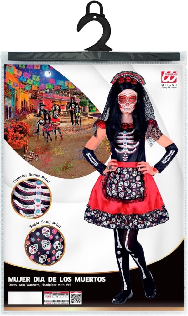 "MUJER DIA DE LOS MUERTOS" (vestito, scaldabraccia, copricapo con velo)