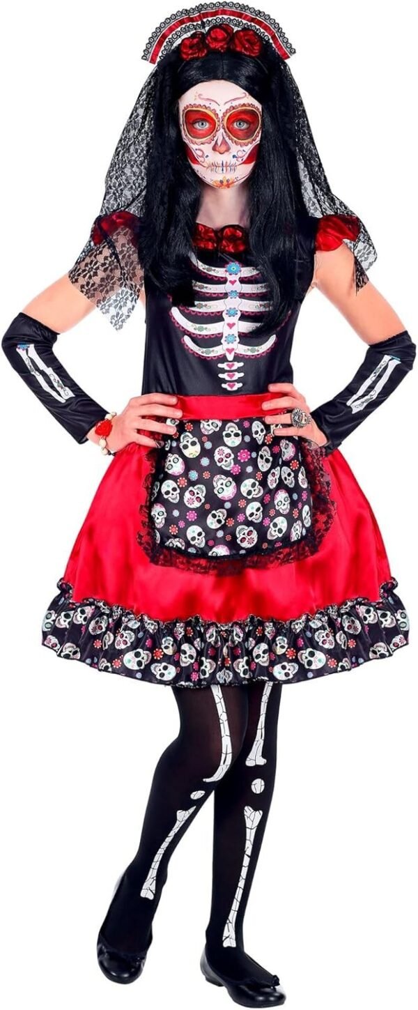 "MUJER DIA DE LOS MUERTOS" (vestito, scaldabraccia, copricapo con velo)