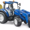 New Holland T5.120 con FL, cassone di carico, forche e 1 balla tonda