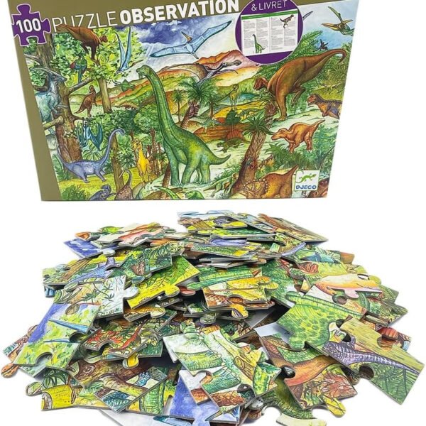 OBSERVATION PUZZLE - Dinosaurs + booklet - 100 pcs