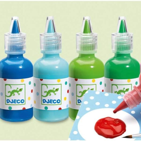 8 bottiglie di colori a tempera
