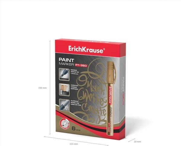 Paint marker ErichKrause&reg;, color: gold (box 6 pcs.)
