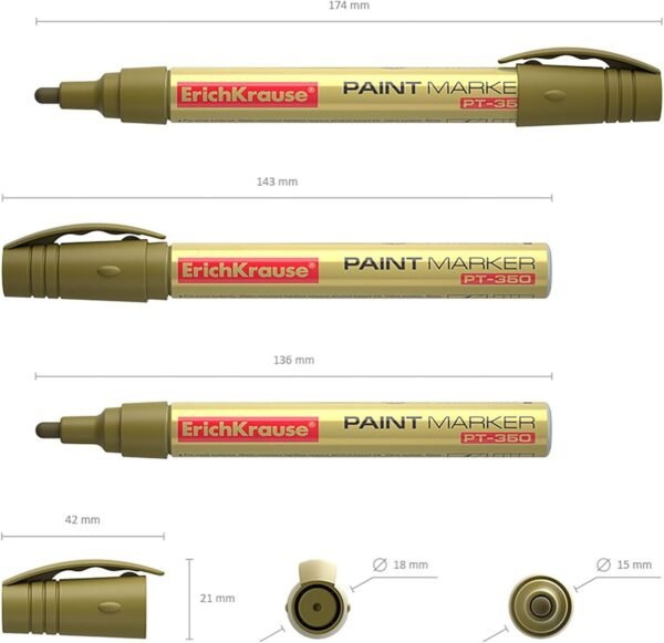 Paint marker ErichKrause&reg;, color: gold (box 6 pcs.)