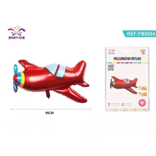 PALLONCINO ALLUMINIO AEROPLANO ROSSO
96CM 1PC