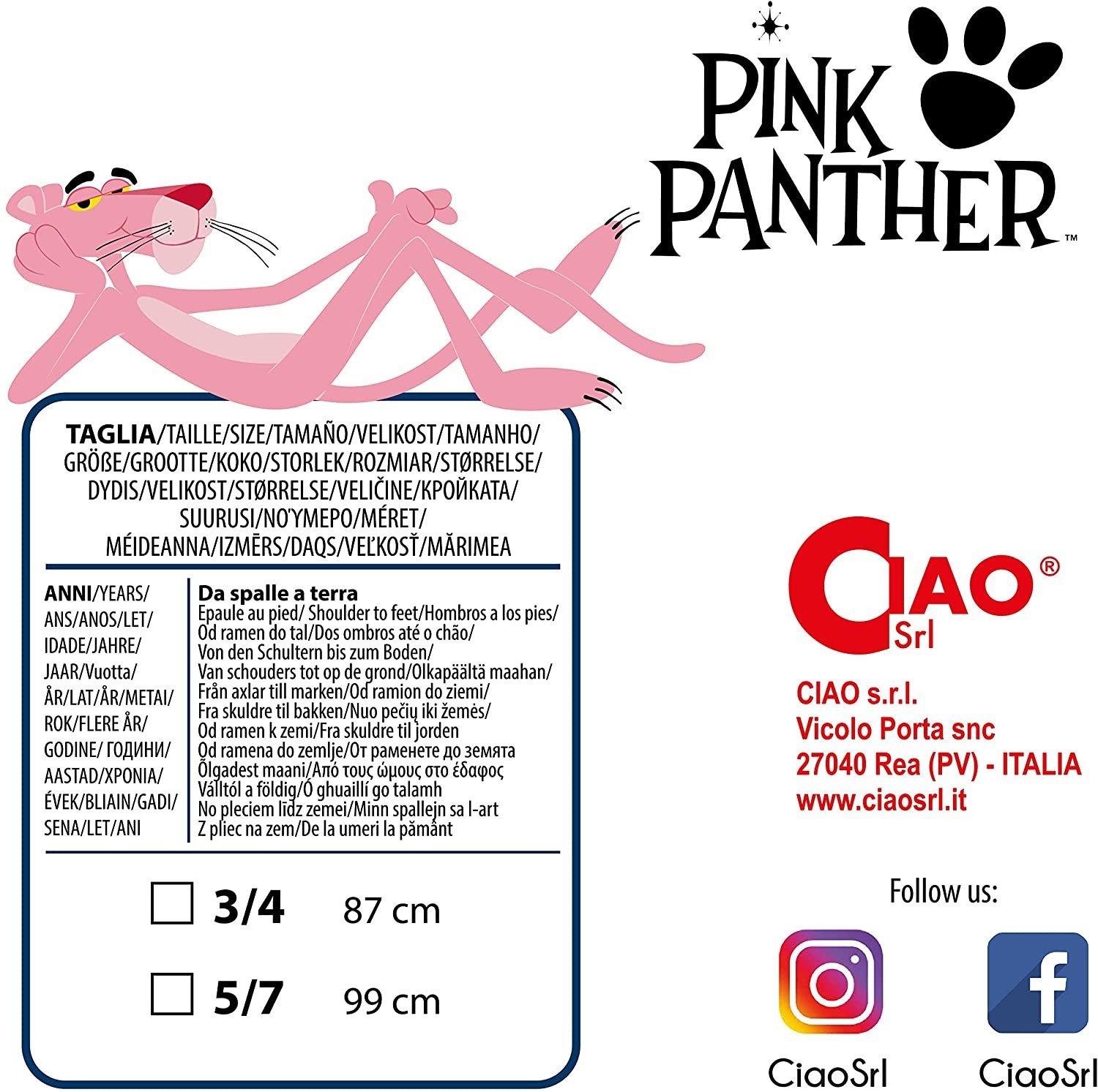 PANTERA ROSA IL COSTUME 3/4 ANNI - immagine 4