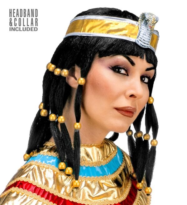 PARRUCCA CLEOPATRA CON COLLARE E FASCIA PER TESTA in scatola