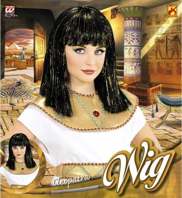 Parrucca cleopatra con fili di lam&egrave; in sacchetto