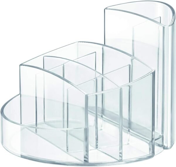Pen pot RONDO, 9 compartments, crystal clear