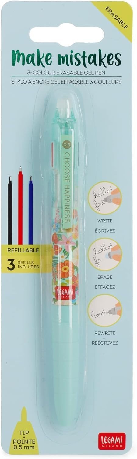 PENNA GEL CANC. 3 COLORI - MAKE MISTAKES - FLOWERS