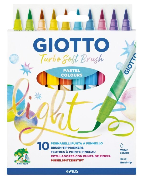 Pennarelli punta pennello giotto turbo soft brush pastel scatola 10 colori fila