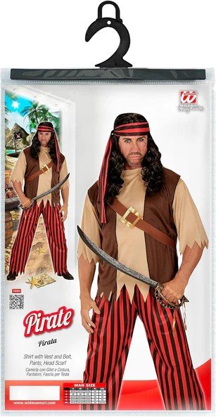 "PIRATA" (camicia con gilet e cintura, pantaloni, fascia per testa)  TG L