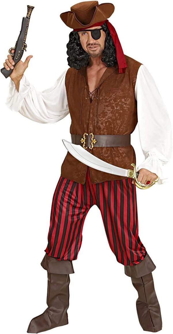 pirata-camicia-con-gilet-pantaloni-cintura-copristivali-fasciaper-testa-cappello-benda-per-occhio-tg-l-3.jpg "PIRATA" (camicia con gilet, pantaloni, cintura, copristivali, fasciaper testa, cappello, benda per occhio TG L