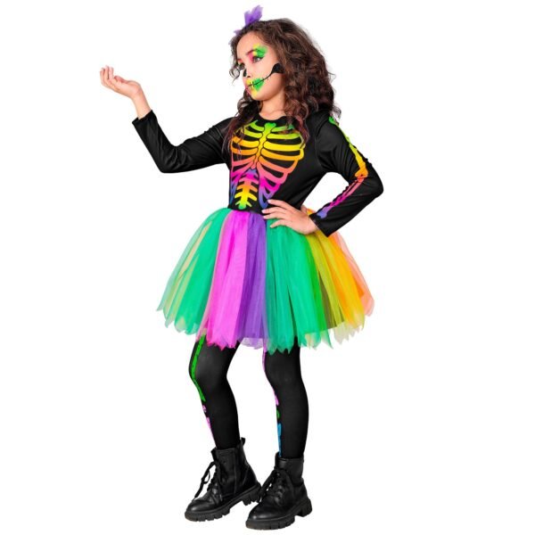 SCHELETRO (vestito tut&ugrave;, cerchietto fiocco teschio)