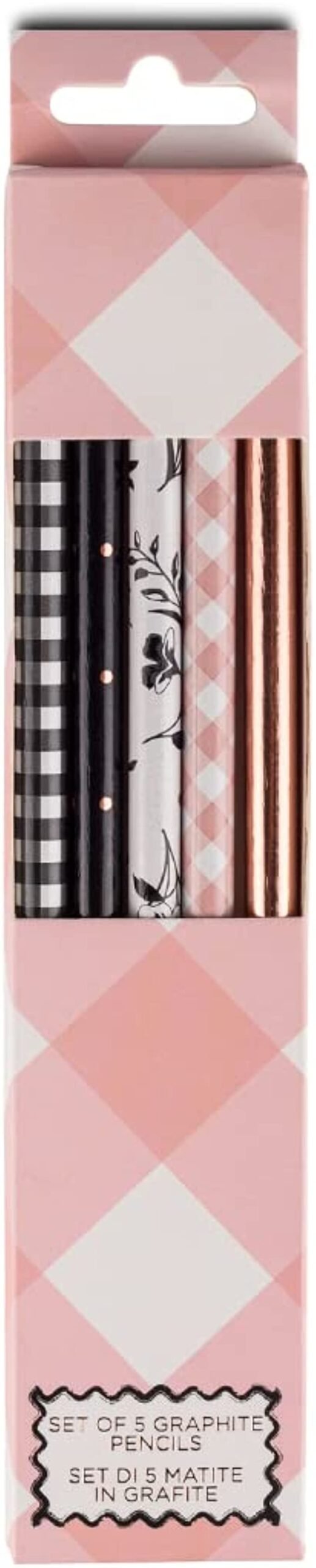Set 5 pencils rose gold foil tri-coastal posh+pop clean&chic