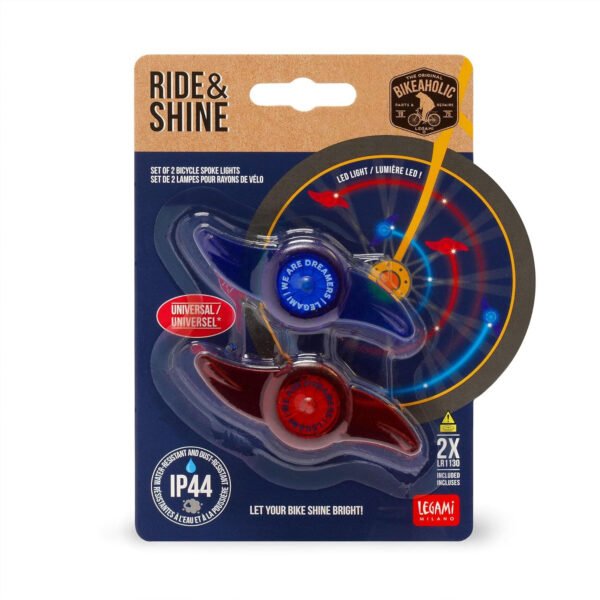 Set di 2 luci raggi bicicletta - ride & shine - space