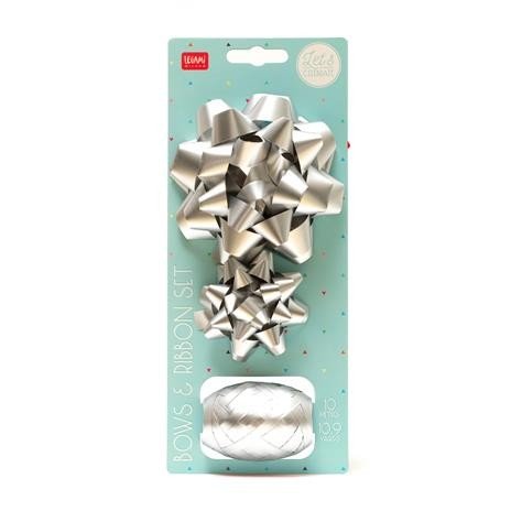 SET DI DUE FIOCCHI E UN NASTRO -
BOWS & RIBBON SET - SILVER