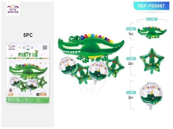 SET PALLONCINO MYLAR CROCODYLIA 5PC
