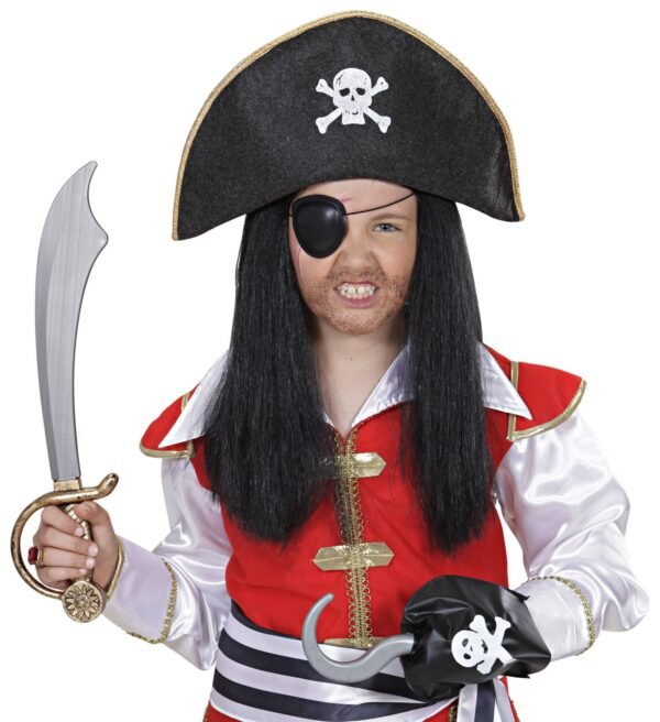 SET PIRATA (cappello, sciabola, benda per occhio, uncino)