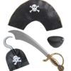 SET PIRATA (cappello, sciabola, benda per occhio, uncino)