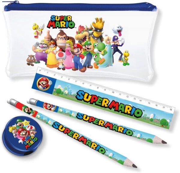 SET STATIONERY SUPERMARIO (2 MATITE, 1 RIGHELLO,1 TEMPERINO)