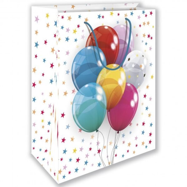 SHOPPER PALLONCINI E STELLE f.to 26x32+12 L