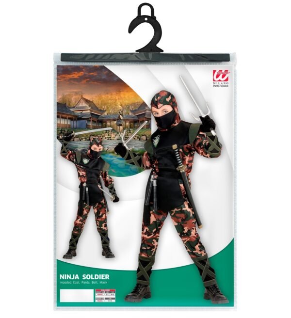 Soldato ninja (casacca con cappuccio e lacci, pantaloni con lacci, c..
