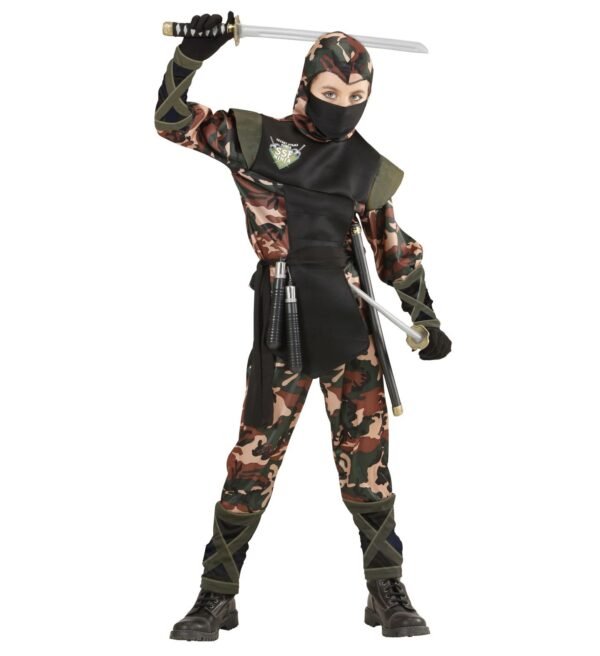 Soldato ninja (casacca con cappuccio e lacci, pantaloni con lacci, c..