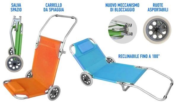 SPIAGGINA C/RUOTE ALLUMINIO