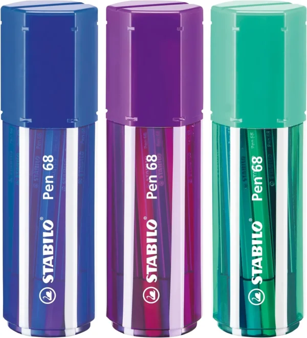 STABILO Pen 68 Big Pen Box, astuccio in plastica in 3 varianti da 20 colori ass.