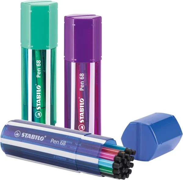 STABILO Pen 68 Big Pen Box, astuccio in plastica in 3 varianti da 20 colori ass.