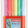 STABILO Pen 68 metallic astuccio in plastica da 6 colori ass