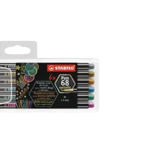 STABILO Pen 68 metallic astuccio in plastica da 6 colori ass