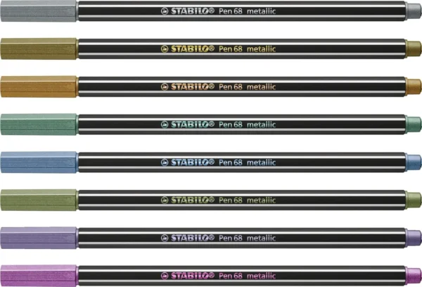 Stabilo pen 68 metallic astuccio in plastica da 8 colori ass