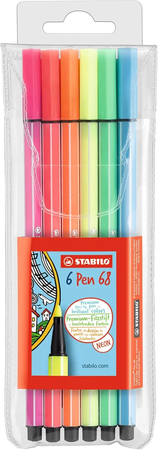 Stabilo pen 68 metallic astuccio in plastica da 8 colori ass