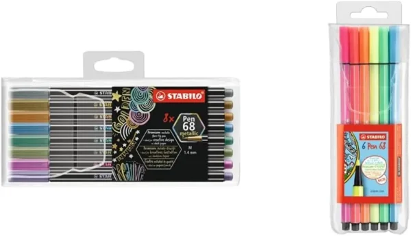 Stabilo pen 68 metallic astuccio in plastica da 8 colori ass