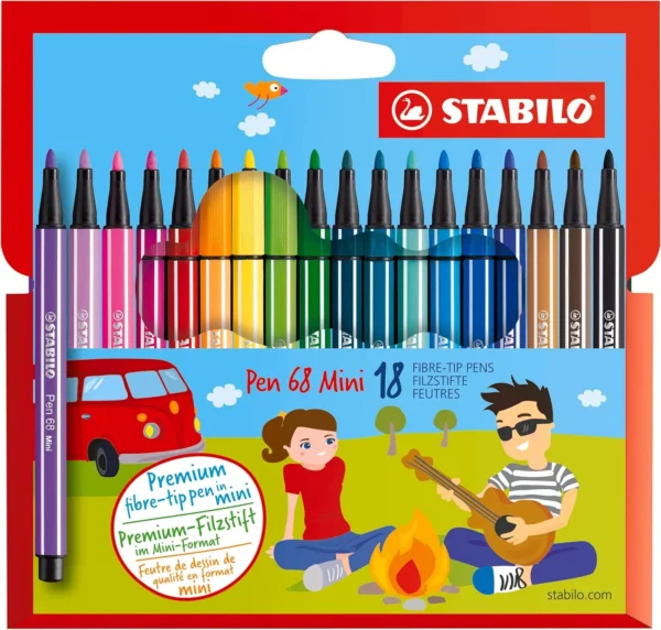STABILO Pen 68 mini astuccio in cartone da 18 colori ass.