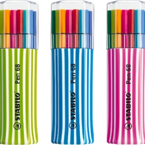 STABILO Pen 68 Single Pack, astuccio in plastica da 15 colori ass.