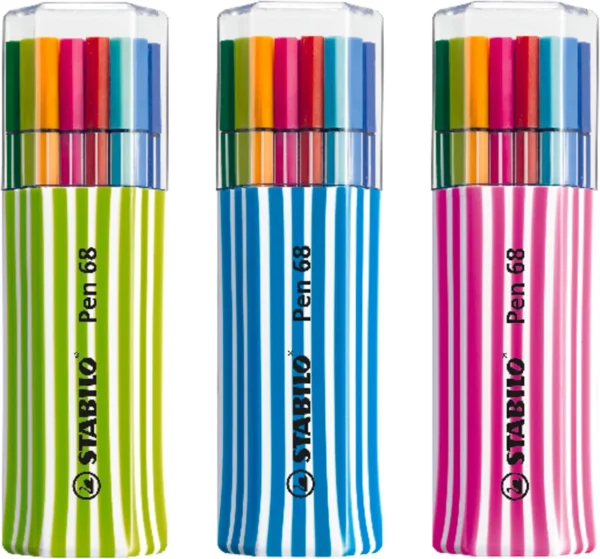 STABILO Pen 68 Single Pack, astuccio in plastica da 15 colori ass.