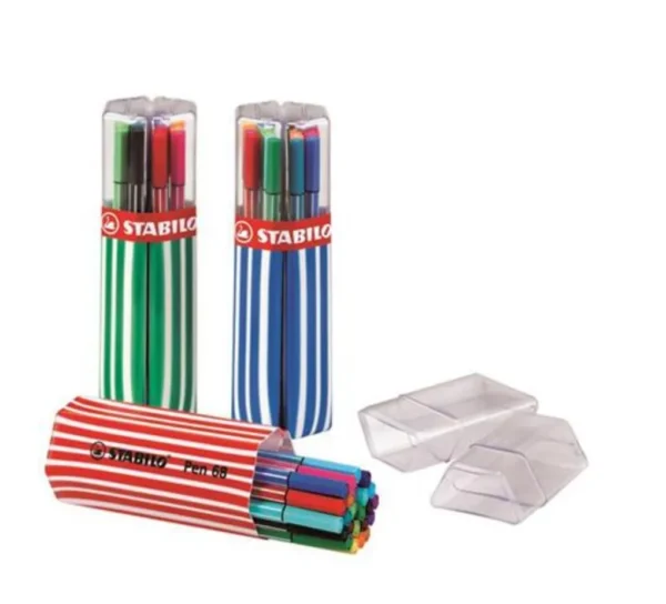 STABILO Pen 68 Twin Pack, astuccio in plastica da 20 colori ass.
