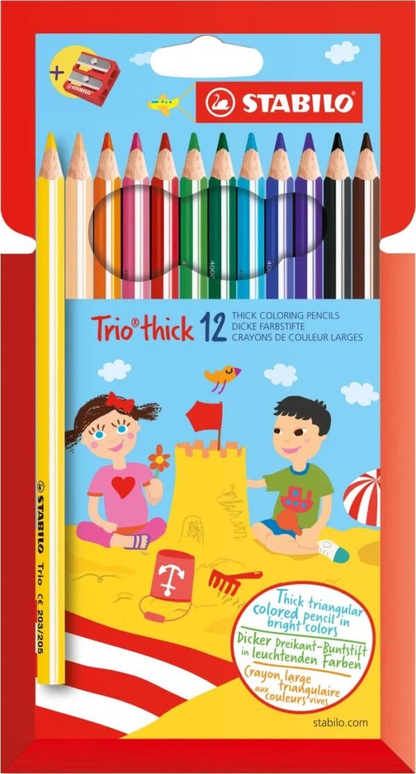 STABILO Trio thick astuccio in cartone da 12 colori ass.+ temperino