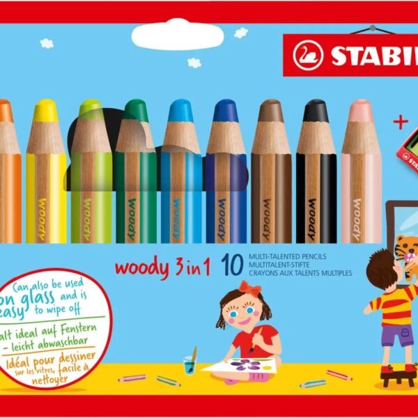 STABILO woody 3in1 astuccio in cartone da 10 colori ass.+ temperino